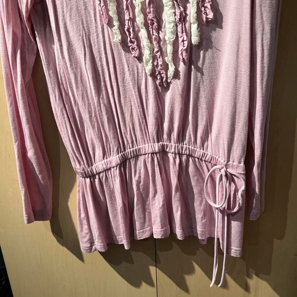 Cute Long-Sleeved Light Purple Ruffles Shirt Size M Medium - Picture 3 of 6